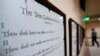 FILE - A copy of the Ten Commandments is posted along with other historical documents in a hallway of the Georgia Capitol, in Atlanta, June 20, 2024.