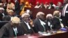 Lawyers from the Independent National Electoral Commission attend the Presidential election petition tribunal in Abuja, Nigeria, Sept. 6, 2023. The tribunal upheld the February election of Bola Tinubu. 