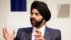 Le président-directeur général de Mastercard, Ajay Banga, s'adresse aux participants lors d'un sommet sur la cybersécurité à New York, aux États-Unis, le 31 juillet 2018.
