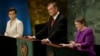 Former New Zealand Prime Minister Helen Clark (R) speaks during a debate in the United Nations General Assembly between candidates vying to be the next U.N. Secretary General at U.N. headquarters in Manhattan, New York, July 12, 2016.