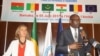 Federica Mogherini, cheffe de la diplomatie de l'UE, et Abdoulaye Diop, ministre des Affaires étrangères du Mali, à la réunion de Bamako, le 5 juin 2017. (VOA/Kassim Traoré)