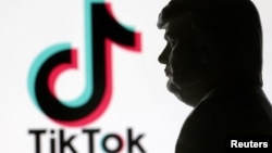 美國總統特朗普頭像與TikTok標識
