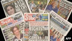 Halaman depan sejumlah koran Inggris melaporkan wawancara Meghan Markle, istri Pangeran Harry, dengan Oprah Winfrey, dan ditayangkan oleh CBS, 9 Maret 2021.