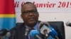 Le président de la Commission électorale nationale indépendante (CENI) de la RDC, Corneille Nangaa Yobeluo, annonce les résultats provisoires de l'élection présidentielle à Kinshasa du 10 janvier 2019. 