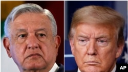 Presiden Meksiko Andres Manuel Lopez Obrador, di Mexico City, 29 November 2019 (kiri) dan Presiden AS Donald Trump, di Washington, 17 April 2020. (Foto: dok).