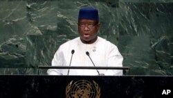 Rais wa Sierra Leone Julius Maada Bio akihutyubia baraza kuu la Umoja wa Mataifa mjini New York