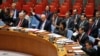 Ambassadors to the United Nations raise hands in a Security Council resolution vote to sanction North Korea at U.N. headquarters in New York, June 2, 2017.