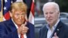 (COMBO) This combination of file pictures created on March 6, 2024, shows
former US President and Republican presidential hopeful Donald Trump in Clinton, Iowa, on January 6, 2024; and US President Joe Biden in Rehoboth Beach, Delaware, on November 4, 202
