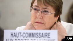 La Haut-Commissaire aux droits de l'homme, Michelle Bachelet, assiste à la journée d'ouverture du 39ème Conseil des droits de l'homme des Nations Unies à Genève le 10 septembre 2018.
