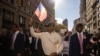 New York City Mayor Eric Adams marches during the annual Veterans Day Parade in New York on November 11, 2024. 