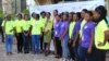 Les participantes avec la ministre Cina Lawson et la présidente du Camp, Nadège Afoutou, à Lomé, Togo, 16 mai 2018. (VOA/Kayi Lawson)