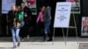 Signs advertising free measles vaccines and information about measles are displayed at the Rockland County Health Department in Pomona, N.Y., March 27, 2019. The county declared a local state of emergency over a measles outbreak that has infected 150 people since last fall.