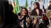Women protest over the death of Mahsa Amini in Iran, in the Kurdish-controlled city of Qamishli