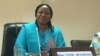 La procureure de la Cour Pénale Internationale, Fatou Bensouda, au parlement du Niger, Niamey, le 25 avril 2017. (VOA/ Abdoul-Razak Idrissa)